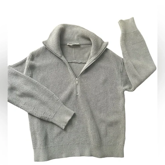 Everlane Women's Sage Green Half Zip Organic Cotton Oversize Sweater XXS - Picture 1 of 5